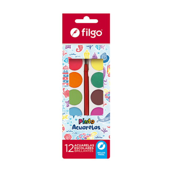 Acuarelas 12 colores + pincel - FILGO