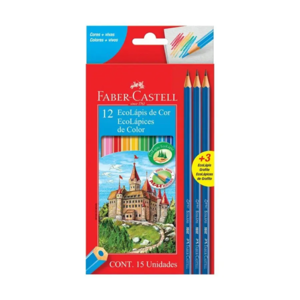 Lápices de color x12 + 3 grafito - Faber Castell
