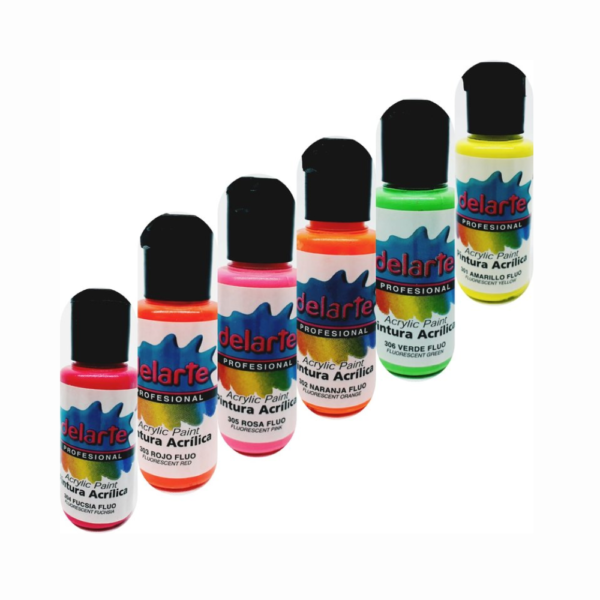 Pintura acrílica colores flúo pote 50 cc – DELARTE