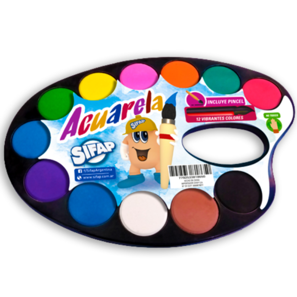 Paleta redonda acuarelas + 1 pincel - SIFAP