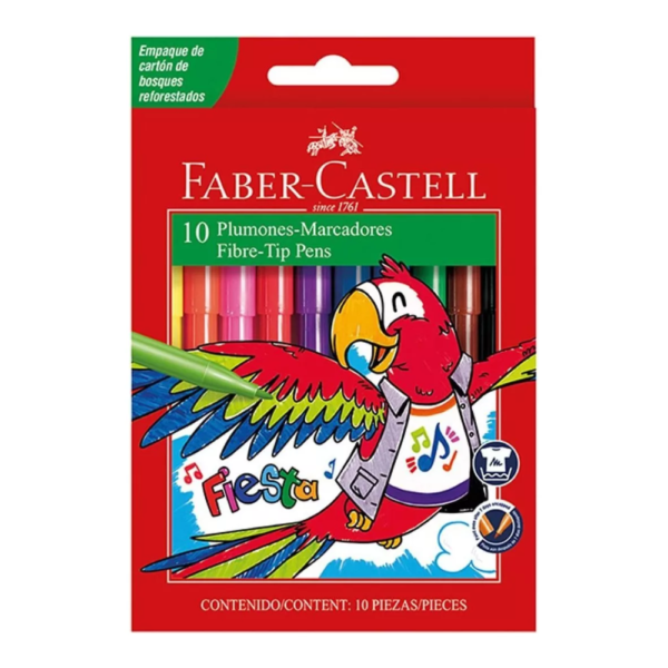 Marcadores lavables "FIESTA" x10 - Faber Castell