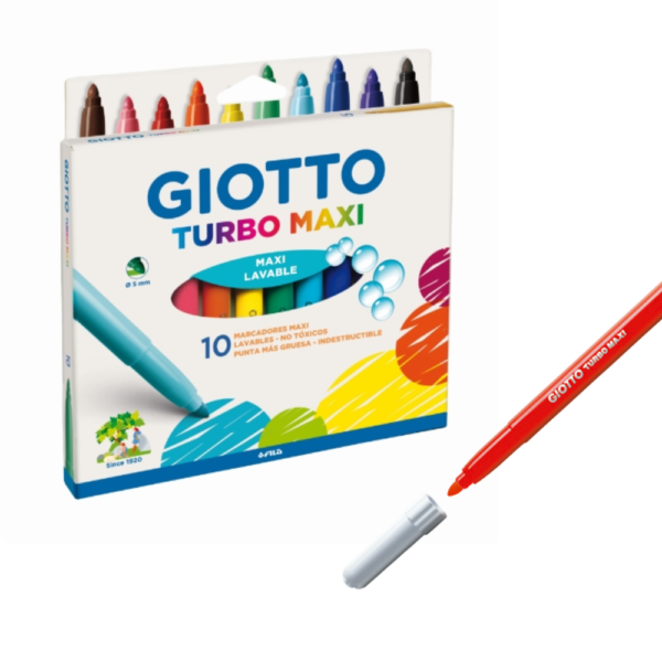 Marcadores Turbo Maxi Lavable x10 - GIOTTO