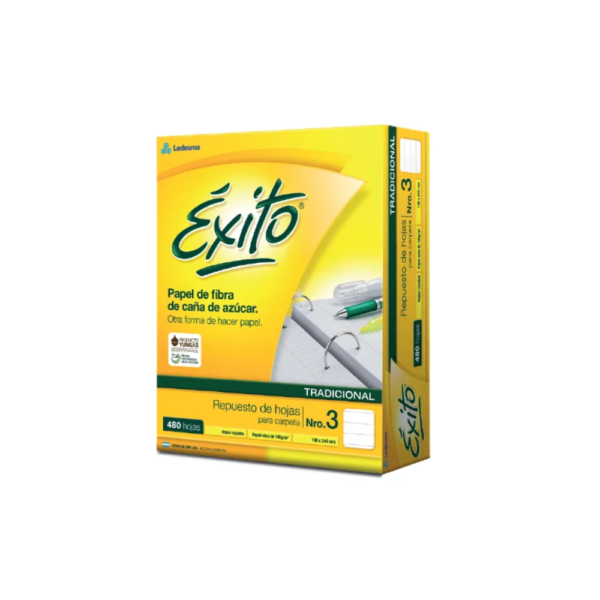 Repuesto de hojas tradicional N°3 # y = 480 hjs - Éxito