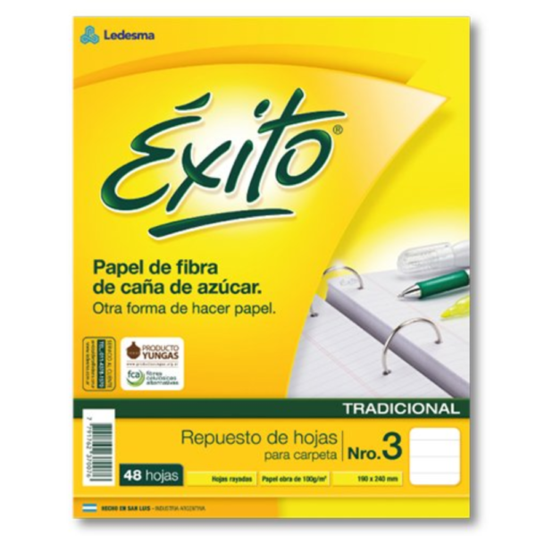 Repuesto de hojas tradicional N°3 # y = 48 hjs - Éxito