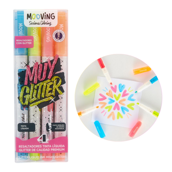 Resaltador glitter x4 - MOOVING
