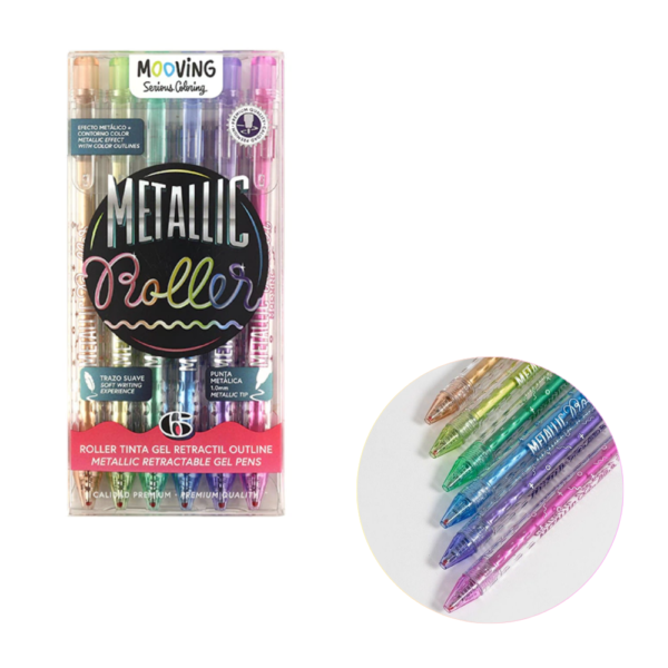 Lapicera roller tinta gel retráctil outliner x6 - MOOVING