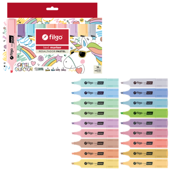 Resaltadores Text Marker 18 colores surtidos - FILGO
