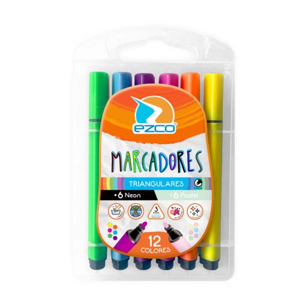 Marcadores triangulares (neón + pastel) - EZCO