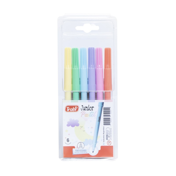 Marcador Junior x6 col. pastel - TRABI