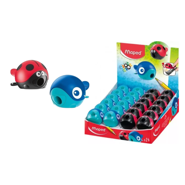 Sacapuntas CROC CROC "Easy" Mariquita + Ballena - MAPED