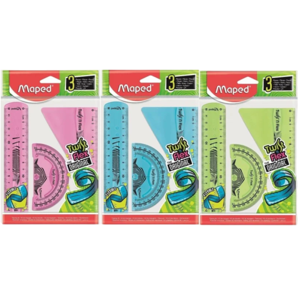 Kit 3 piezas flex regla + escuadra + transportador - MAPED