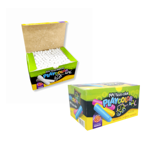 Tizas x144 unidades Blanco/Color – PLAYCOLOR